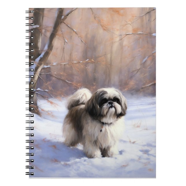 Cuaderno Shih Tzu deja que nieve Navidades (Frente)