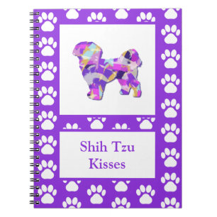 Cuaderno Shih Tzu Dog Silhouette Paw Cute Purple PY&B