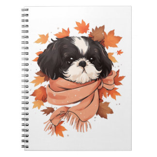 Cuaderno Shih Tzu Fall Dog otoño deja una copia del día de