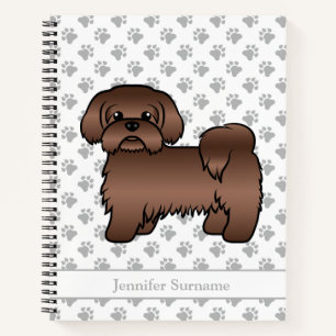 Cuaderno Shih Tzu marrón hígado Perro de dibujos animados l