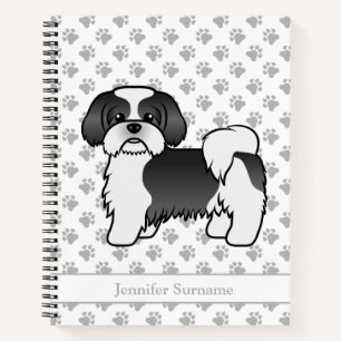 Cuaderno Shih Tzu negro y blanco perro de dibujos animados