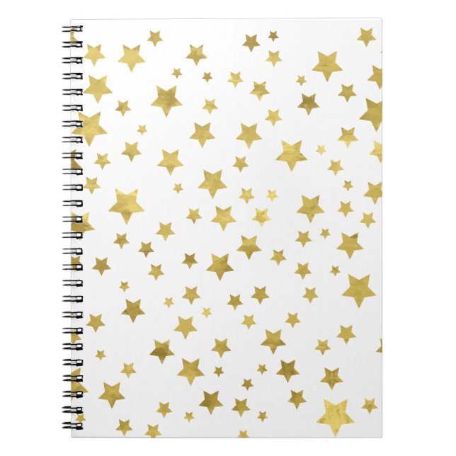 Cuaderno Shimmery Goldstars Patrón de estrella dorada (Frente)