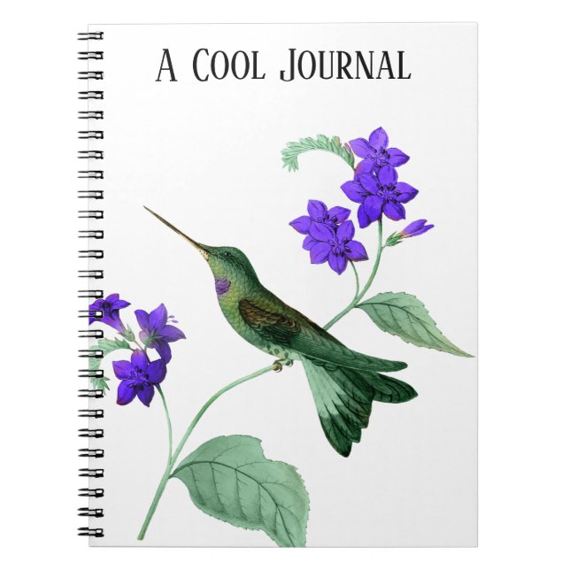Cuaderno Shimmery Green Hummingbird sobre el stem de las fl (Frente)