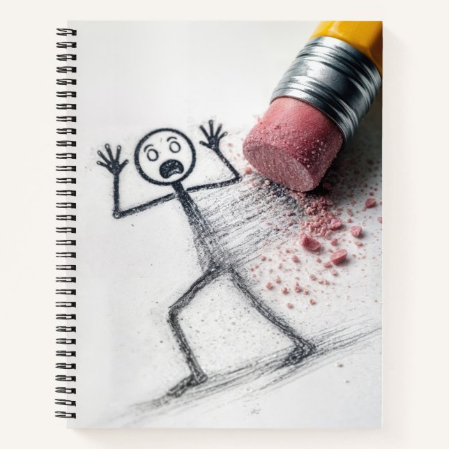 Cuaderno Shocked Stick Figure Man with Eraser (Anverso)