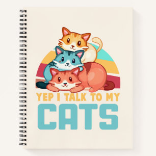 Cuaderno Sí, hablo con el diseño de un gato de trío adorabl