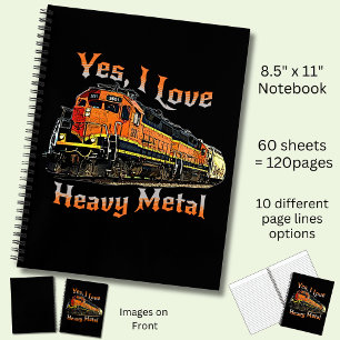 Cuaderno Sí, me encanta el tren de locomotora diesel Metal