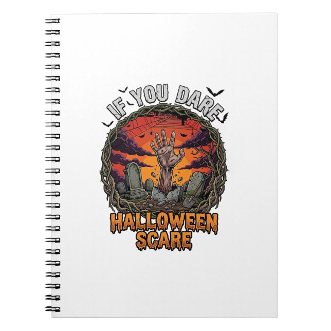 Cuaderno Si Te Atreves Calavera Mano Zombie Lápida de Hallo (Frente)