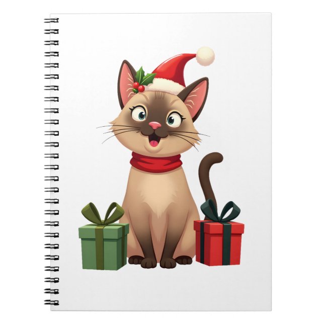 Cuaderno Siamese Cat Xmas Holiday Santa Siamese Cat Christm (Frente)