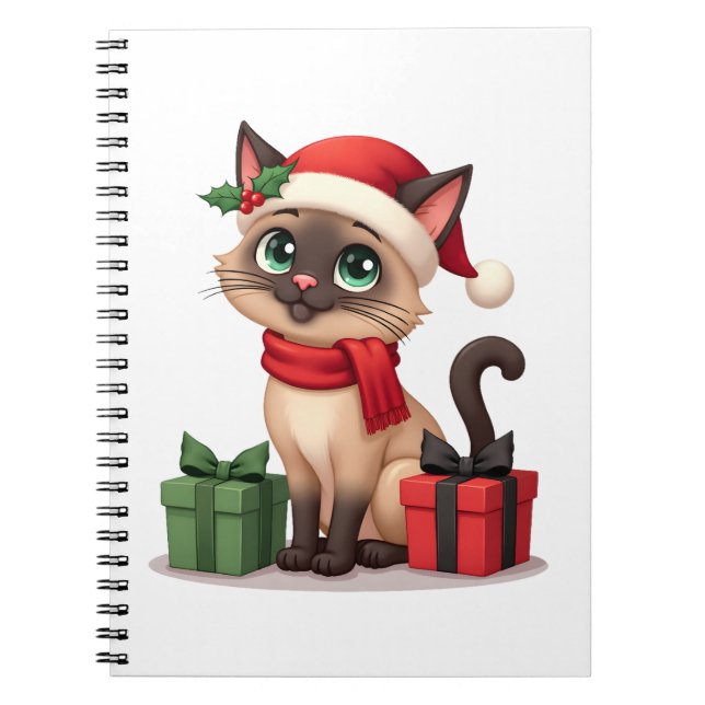 Cuaderno Siamese Cat Xmas Holiday Santa Siamese Cat Christm (Frente)