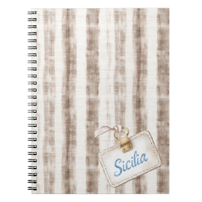 Cuaderno Sicilia Crema Marrón Rustico Rayas (Frente)