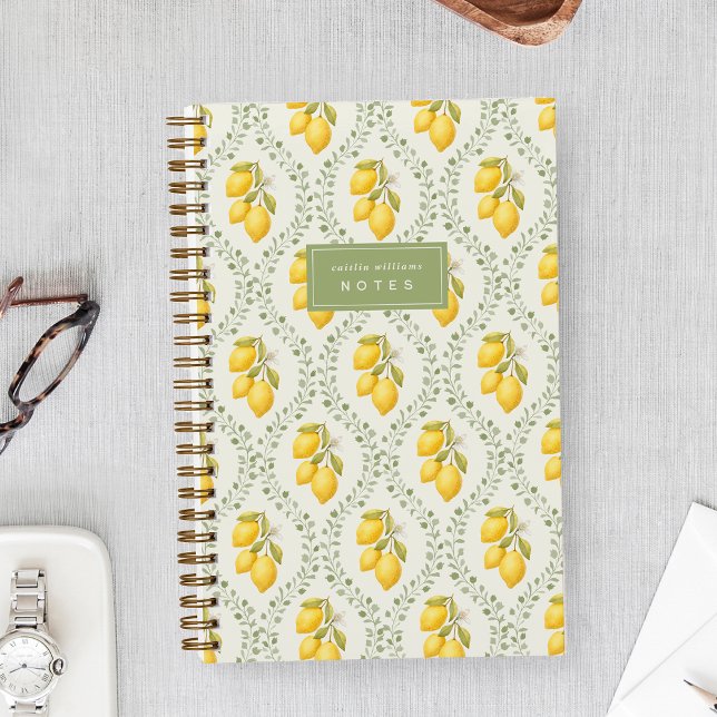 Cuaderno Sicilian Lemon + Sage Trellis Personalized (Subido por el creador)