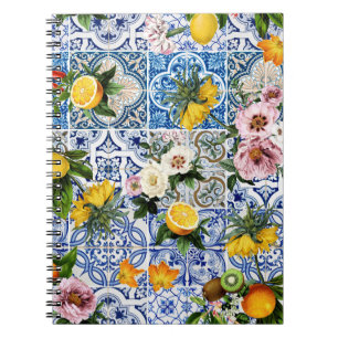 Cuaderno Sicilian style tiles with flowers and lemon