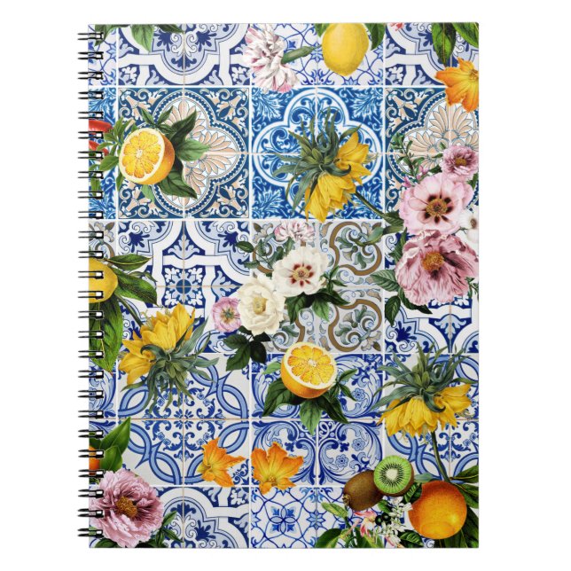 Cuaderno Sicilian style tiles with flowers and lemon  (Frente)