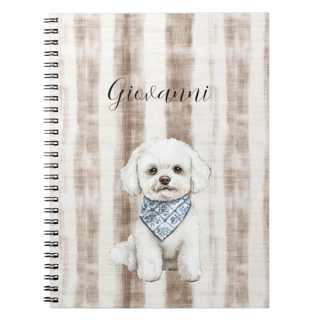 Cuaderno Sicily Rustic Brown Stripes Dog (Frente)