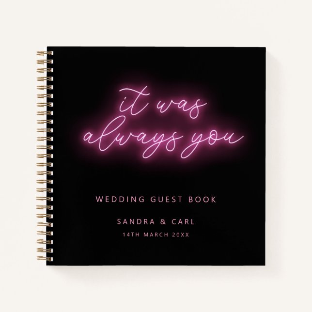 Cuaderno Siempre fuiste tú Neon Boda Guestbook (Anverso)