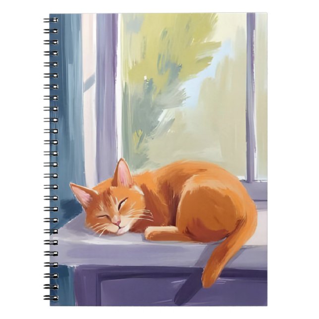 Cuaderno Siesta de gato | Acuarela de gatito naranja mascot (Frente)