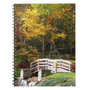 Cuaderno Siete Springs Fall Bridge I Otoño Paisaje