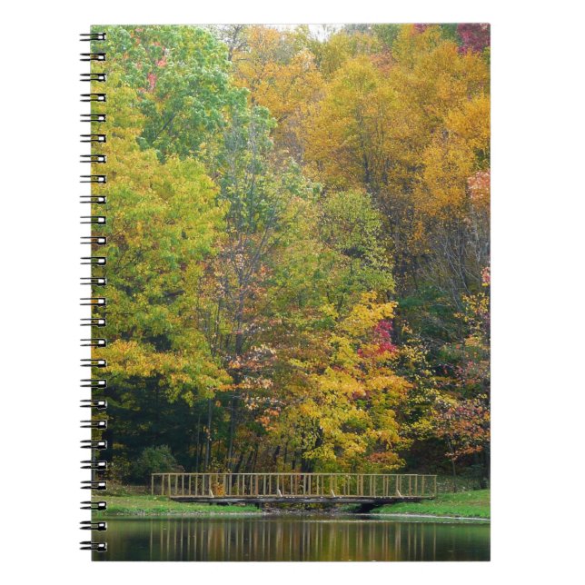 Cuaderno Siete Springs Fall Bridge II Paisaje de Otoño (Frente)