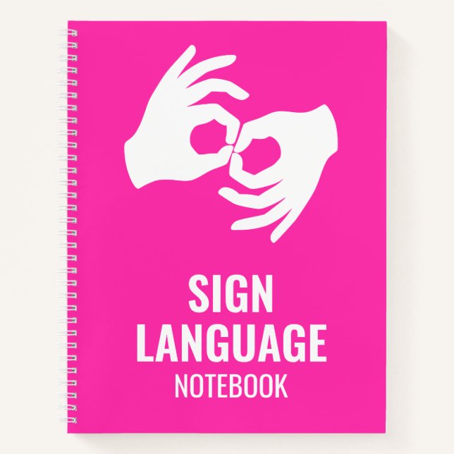 Cuaderno Sign Language Notebook – ASL Hands Symbol Magenta (Anverso)