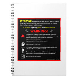 Cuaderno Signo de advertencia del parque temático SKYDIVING