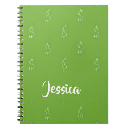 Cuaderno Signo de dólar blanco en verde