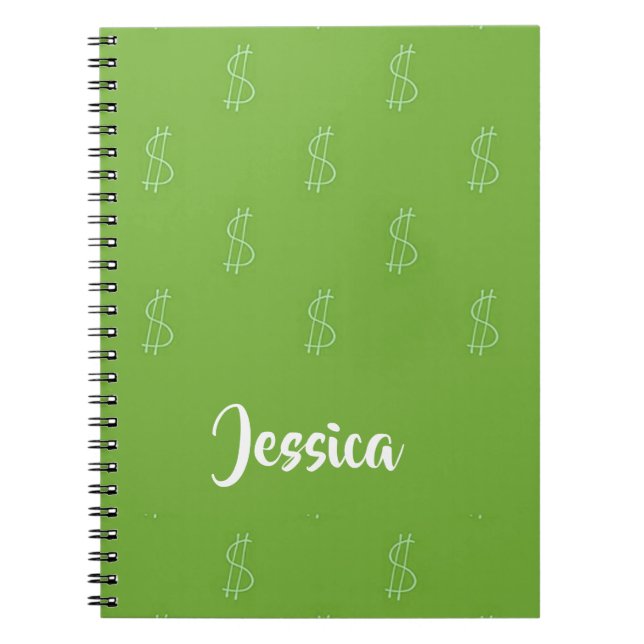 Cuaderno Signo de dólar blanco en verde (Frente)