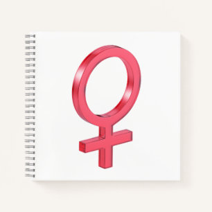Cuaderno Signo de género femenino de vidrio rojo