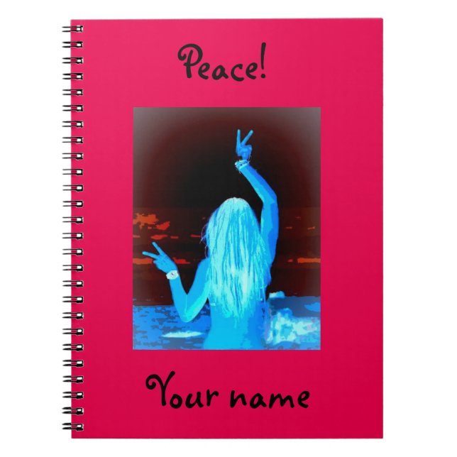 Cuaderno signo de paz de chica hippie (Frente)