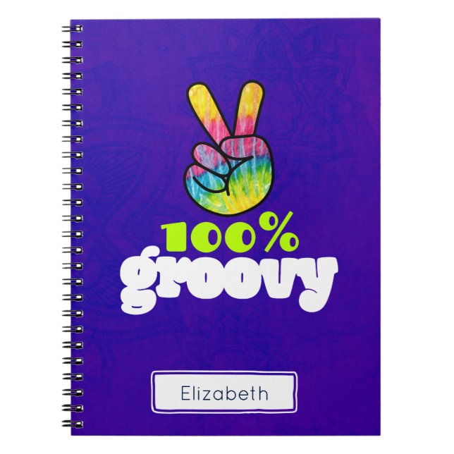 Cuaderno Signo de paz manual único en arcoiris 100% groovy (Frente)