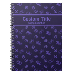Cuaderno Signo de paz púrpura con título Personalizado/auto