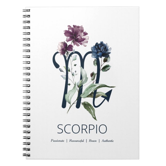 Cuaderno Signo floral moderno estrella del zodíaco Scorpio (Frente)