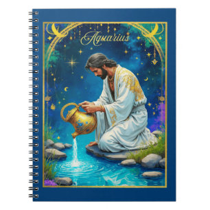 Cuaderno Signo zodiacal de Acuario bajo un cielo estrellado