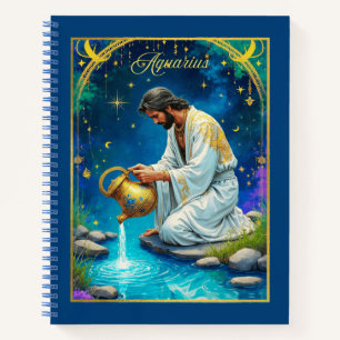 Cuaderno Signo zodiacal de Acuario bajo un cielo estrellado