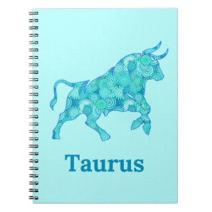 Cuaderno Signo zodiacal de Tauro en tonos de azul