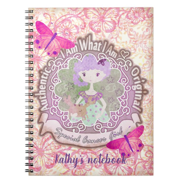 Cuaderno Signos de cáncer. Portátil personalizado. (Frente)