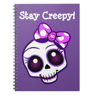 Cuaderno "¡Sigue inquieto!" Cubo de Kawaii con cráneo y cre
