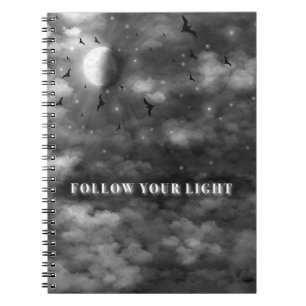 Cuaderno Sigue Tu Luz Luna Celestial y Nubes Espirituales