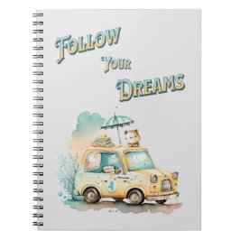 Cuaderno Sigue tus sueños, linda acuarela de tu auto