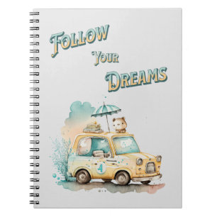 Cuaderno Sigue tus sueños, linda acuarela de tu auto