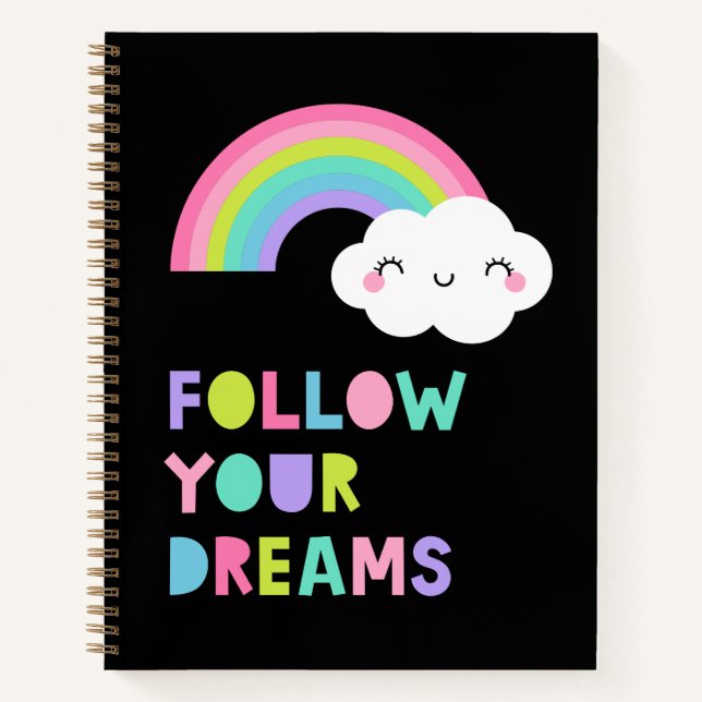 Cuaderno Sigue tus sueños una nube arcoiris suave (Anverso)