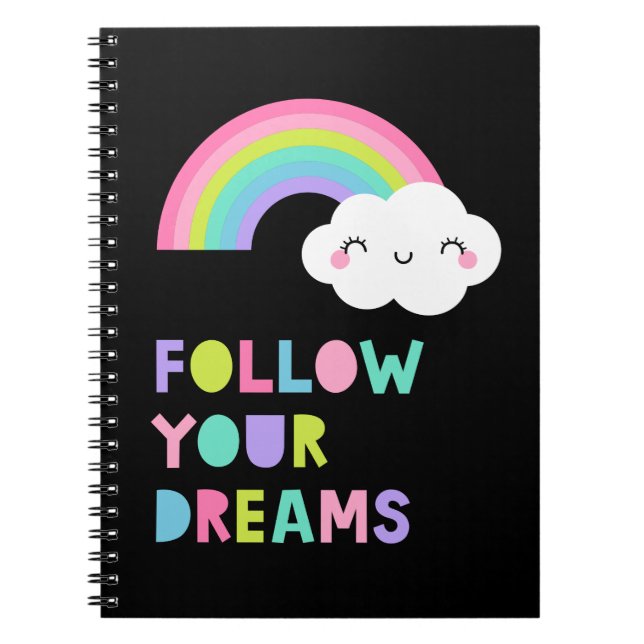 Cuaderno Sigue tus sueños una nube arcoiris suave (Frente)