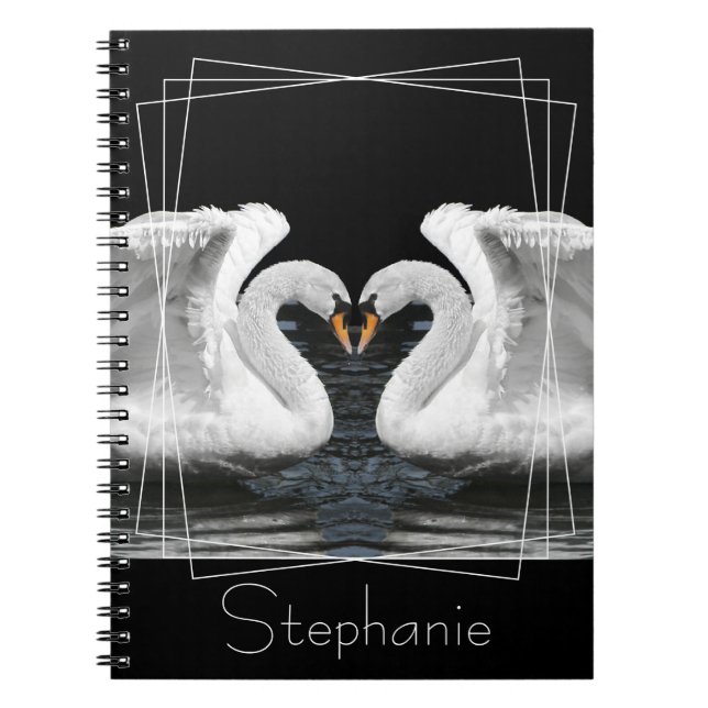Cuaderno Silenciar fotografía animal en espejo de cisne bla (Frente)