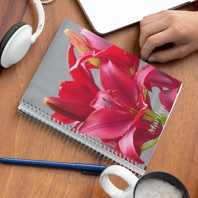Cuaderno Silencio asiático rojo Floral personalizada (In Situ)