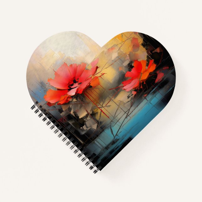 Cuaderno Silencio Carmesí – Amapolas Abstractas en Luz Urba (Anverso)
