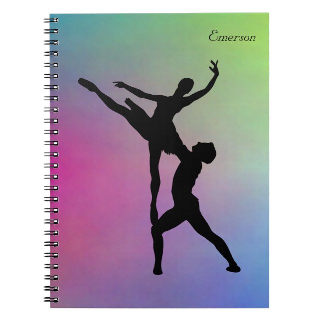 Cuaderno Silhouette Dance fondo moderno de color arcoiris (Frente)