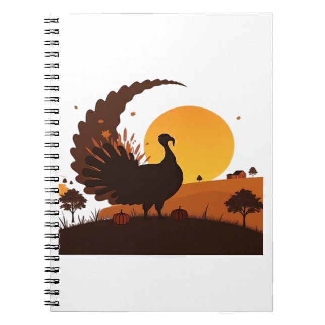 Cuaderno Silhouette de Acción de Gracias Turquía - Sunset H (Frente)