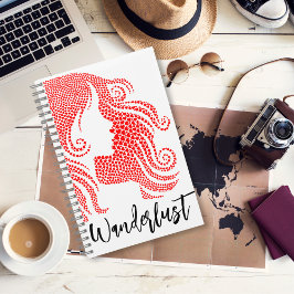 Cuaderno Silhouette de Chica Wanderlust en corazones rojos