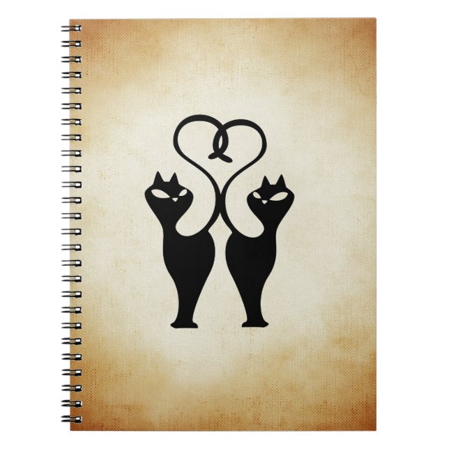 Cuaderno Silhouette de dos gatos (Frente)