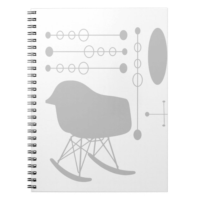 Cuaderno Silhouette de la silla de la silla del patrón gris (Frente)