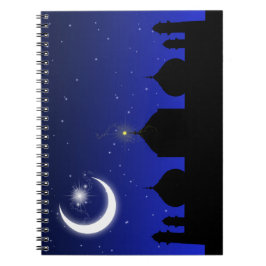 Cuaderno Silhouette de mezquita por la noche - Bloc de nota